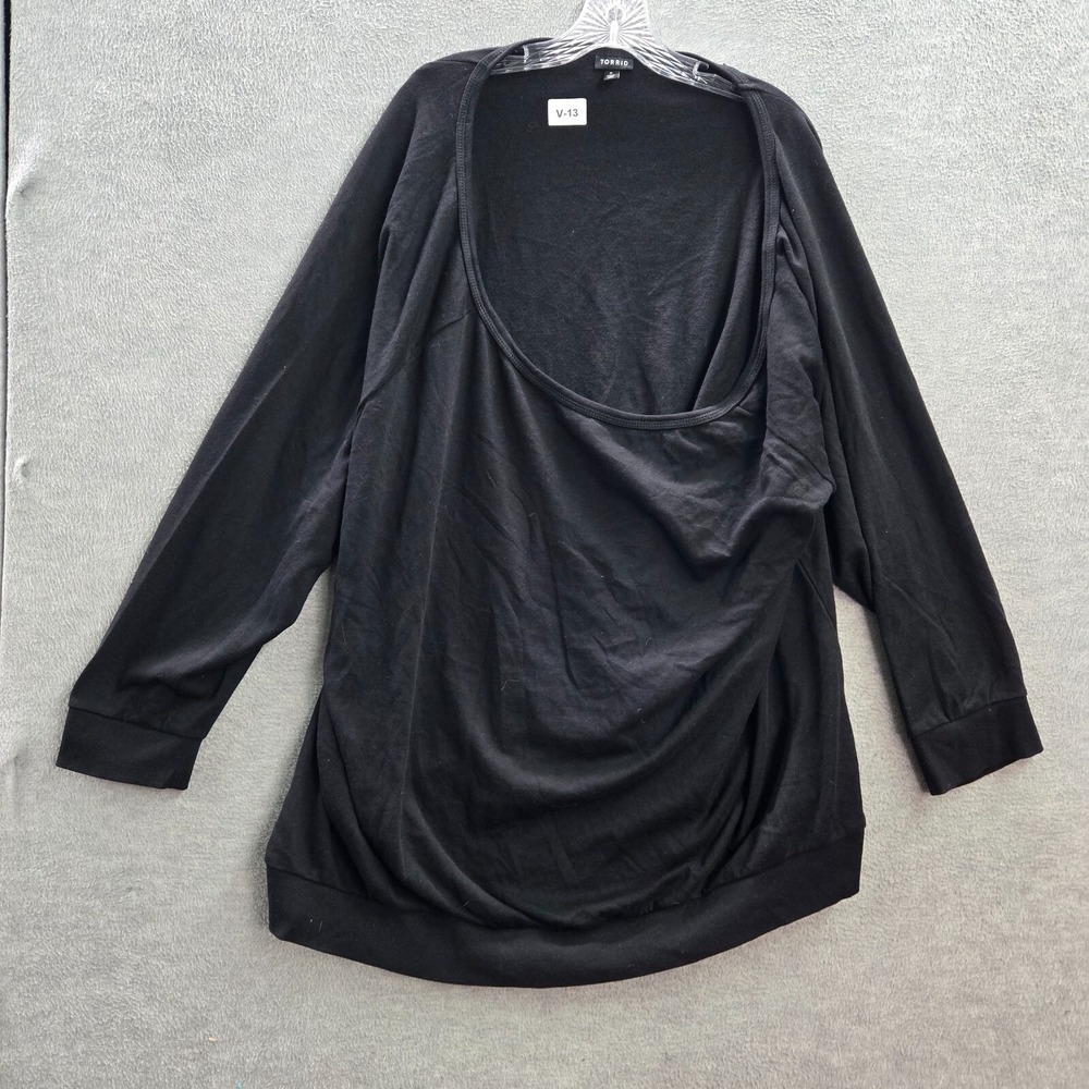 Torrid Women Top‎ 3 Black Tunic Shirt Long Sleeve Scoop Neck